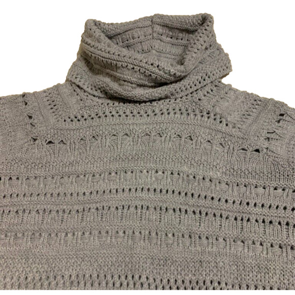 Nordstroms Cotton Emporium Sweater Womens Size Small Grey Knit Tunic Turtleneck - Picture 4 of 10